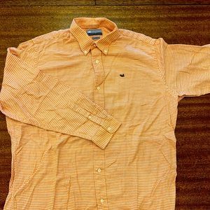 Souther Marsh button down. Orange and White houndstooth.Navy duck